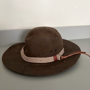 VTG Coburn Brown Cowboy Hat 100% Wool Style 2956 Medium With Woven/Leather Band